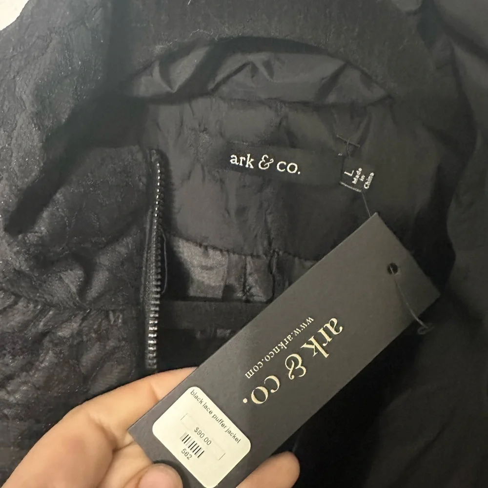 Ark & co. Black lace long puffer jacket NWT - Picture 2 of 2